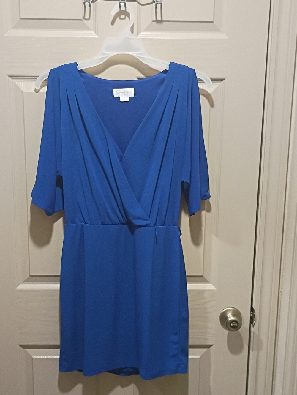 Jessica Simpson royal blue small dress cold shoulder short sleeve mid length